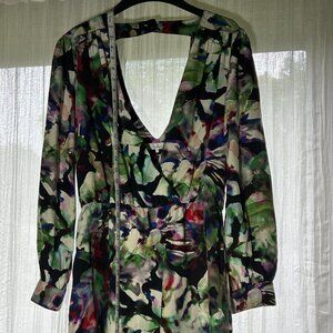 Parker Lila Silk Long Sleeve Night Garden Dress